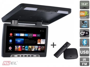 Потолочный монитор на Android AVS115 (черный) + Xiaomi Mi Box S + AV120520DC