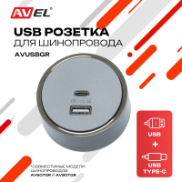 Трековая USB розетка графитовая AVUSBGR