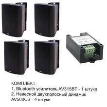 Комплект из четырех навесных динамиков и усилителя AV315BT + 4xAV500CS