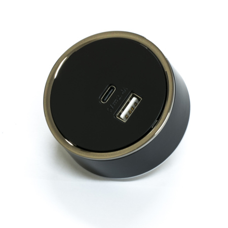 Трековая система розеток AV80TBL + 3 x AVEUBL + AVUSBBL (черная)