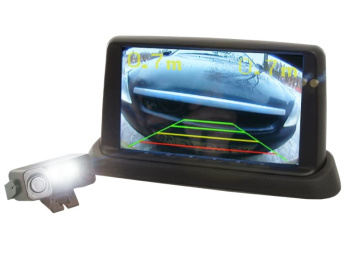 Видеопарктроник 2 в 1. Универсальная камера заднего вида AVS310CPR (PS2) с парктроником (2 датчика) и светодиодной подсветкой
