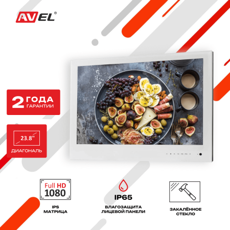 Встраиваемый монитор для кухни AV240MWF (AVS2404BM White)