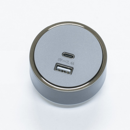 Комплект из трековых USB розетки и евророзетки AVUSBGR + AVEUGR (графитовые)