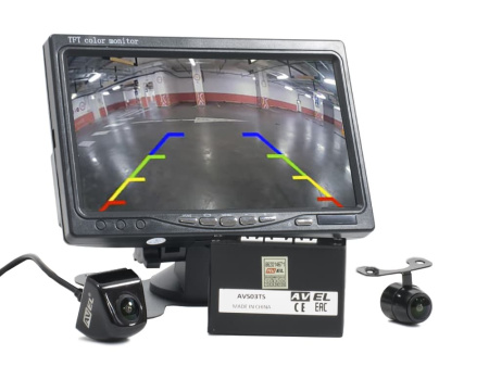 Комплект из монитора и двух камер с блоком переключения AVS0704BM + AVS307CPR980 + AVS307CPR168 + AVS03TS