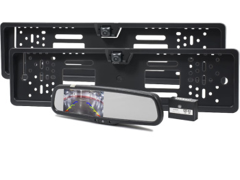 Комплект из зеркала с монитором и двух камер в рамке номерного знака с блоком переключения AVS0410BM + 2 x AVS309CPR (AHD/CVBS) + AVS03TS