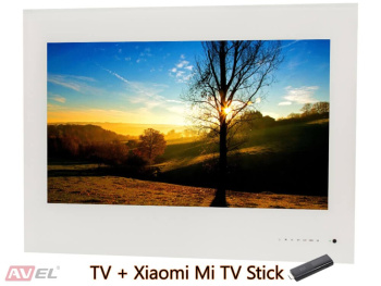 Smart телевизор AVS325SM (белая рамка) + Xiaomi Mi TV Stick