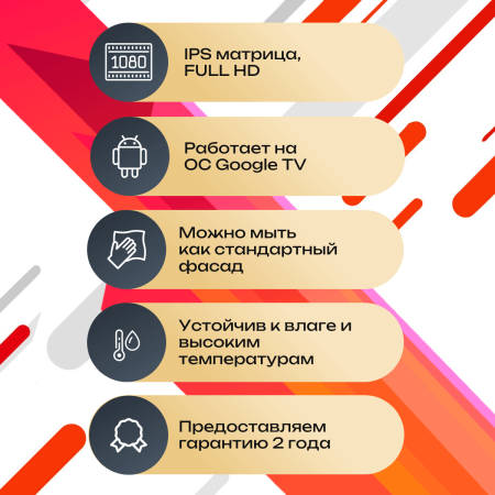 Встраиваемый Smart монитор для кухни AV240MBF (AVS2404BM Black) + Xiaomi TV Stick 4K