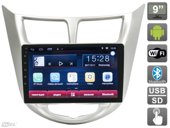 Штатная магнитола AVS090AN (006 slim) на Android для автомобилей Hyundai