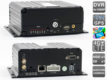 Четырёхканальный AHD видеорегистратор AVS350DVR с 4G и GPS
