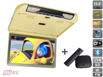 Потолочный монитор на Android AVS440MPP (бежевый) + Xiaomi Mi Box S + AV120520DC