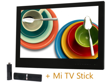 Встраиваемый Smart монитор для кухни AVS2404BM (черная рамка) + Xiaomi Mi TV Stick
