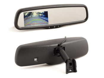 Комплект из зеркала с монитором и камеры в рамке номерного знака AVS0410BM + AVS309CPR (AHD/CVBS)