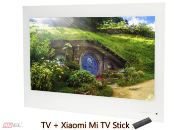 Smart телевизор AVS430SM (белая рамка) + Xiaomi Mi TV Stick