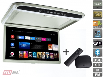 Потолочный монитор на Android AVS1707MPP (серый) + Xiaomi Mi Box + AV120520DC