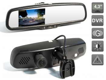 Зеркало заднего вида AVS0488DVR со встроенным видеорегистратором и монитором 4.3"