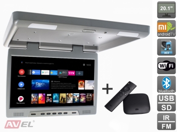 Потолочный монитор на Android AVS2020MPP (серый) + Xiaomi Mi Box S + AV120520DC