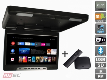 Потолочный монитор на Android AVS2020MPP (черный) + Xiaomi Mi Box S + AV120520DC