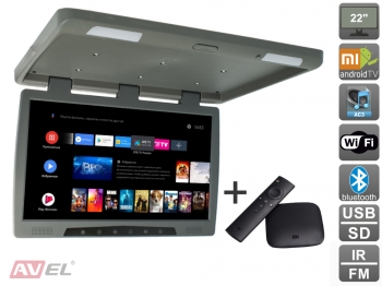 Потолочный монитор на Android AVS2220MPP (серый) + Xiaomi Mi Box + AV120520DC
