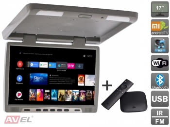 Потолочный монитор на Android AVS117 (серый) + Xiaomi Mi Box + AV120520DC