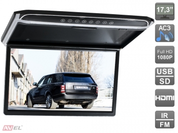 Потолочный монитор 17,3" со встроенным Full HD медиаплеером AVS1707MPP (черный)