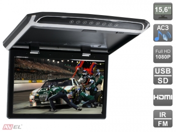 Потолочный монитор 15,6" со встроенным Full HD медиаплеером AVS1507MPP (черный)