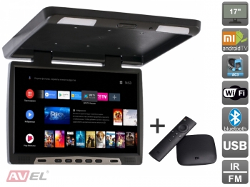 Потолочный монитор на Android AVS117 (черный) + Xiaomi Mi Box + AV120520DC