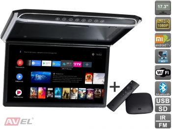 Потолочный монитор на Android AVS1707MPP (черный) + Xiaomi Mi Box S + AV120520DC