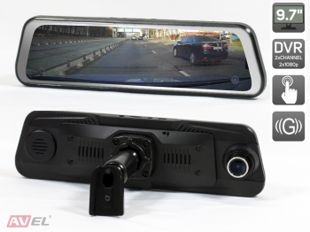 Потоковое зеркало заднего вида AVS0587DVR (Original mount) с монитором, видеорегистратором и камерой заднего вида