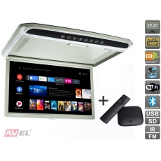 Потолочный монитор на Android AVS1707MPP (серый) + Xiaomi Mi Box + AV120520DC