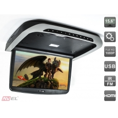Потолочный монитор 15,6" с моторизованным приводом и встроенным Full HD медиаплеером AVS1515MPP (серый)