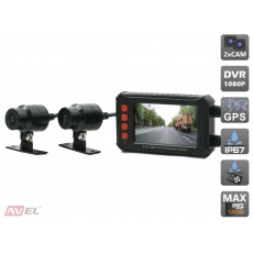 Двухканальный видеорегистратор AVS540DVR для мотоцикла / квадроцикла / снегохода (Full HD 1080P)