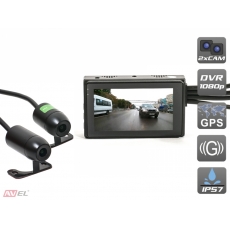 Двухканальный видеорегистратор AVS1010DVR для мотоцикла / квадроцикла / снегохода (Full HD 1080P)