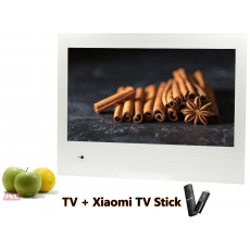 Встраиваемый Smart телевизор для кухни AVS240K (белая рамка) + Xiaomi Mi TV Stick